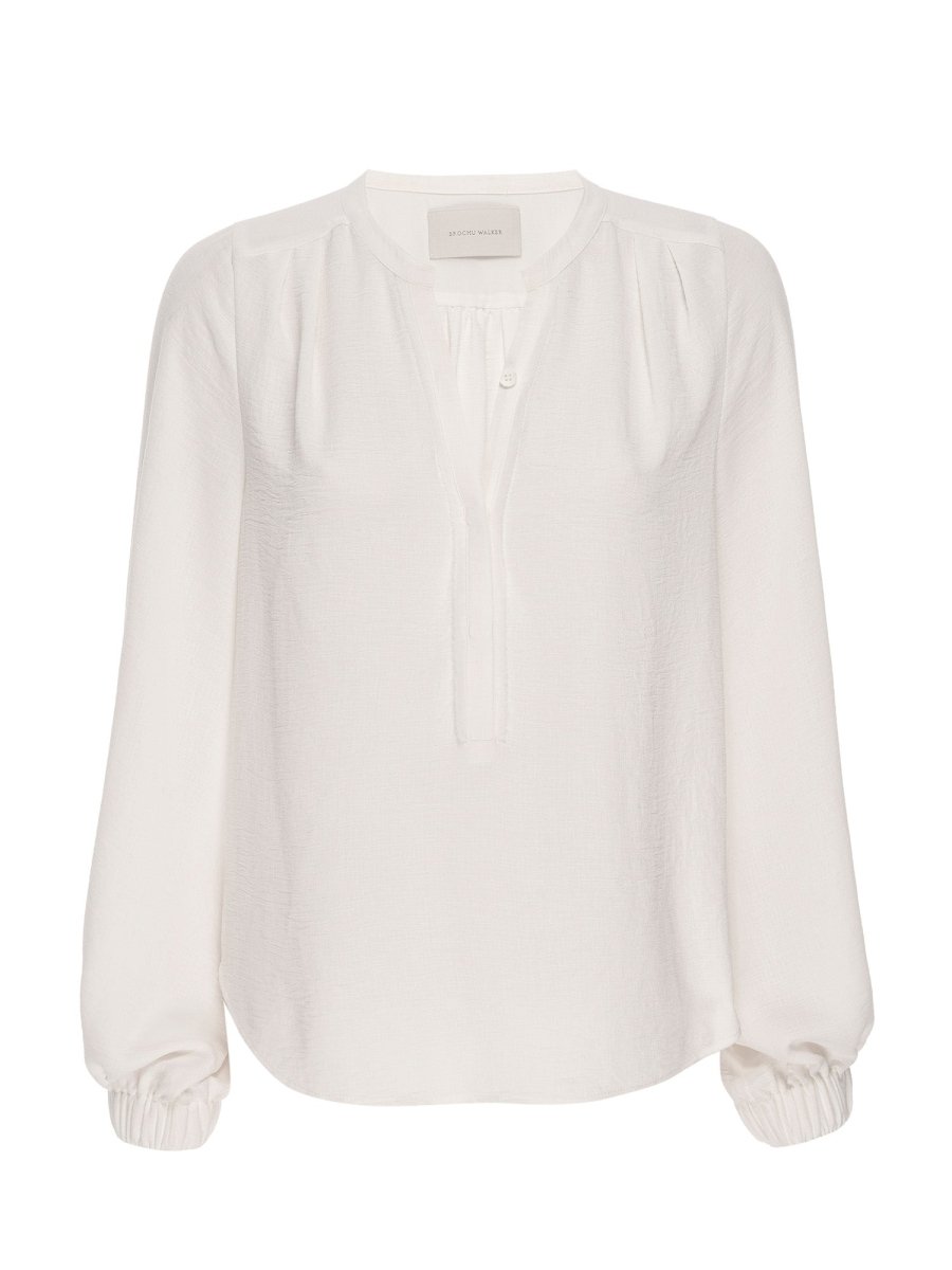 Phoebe popover white longsleeve blouse flat view