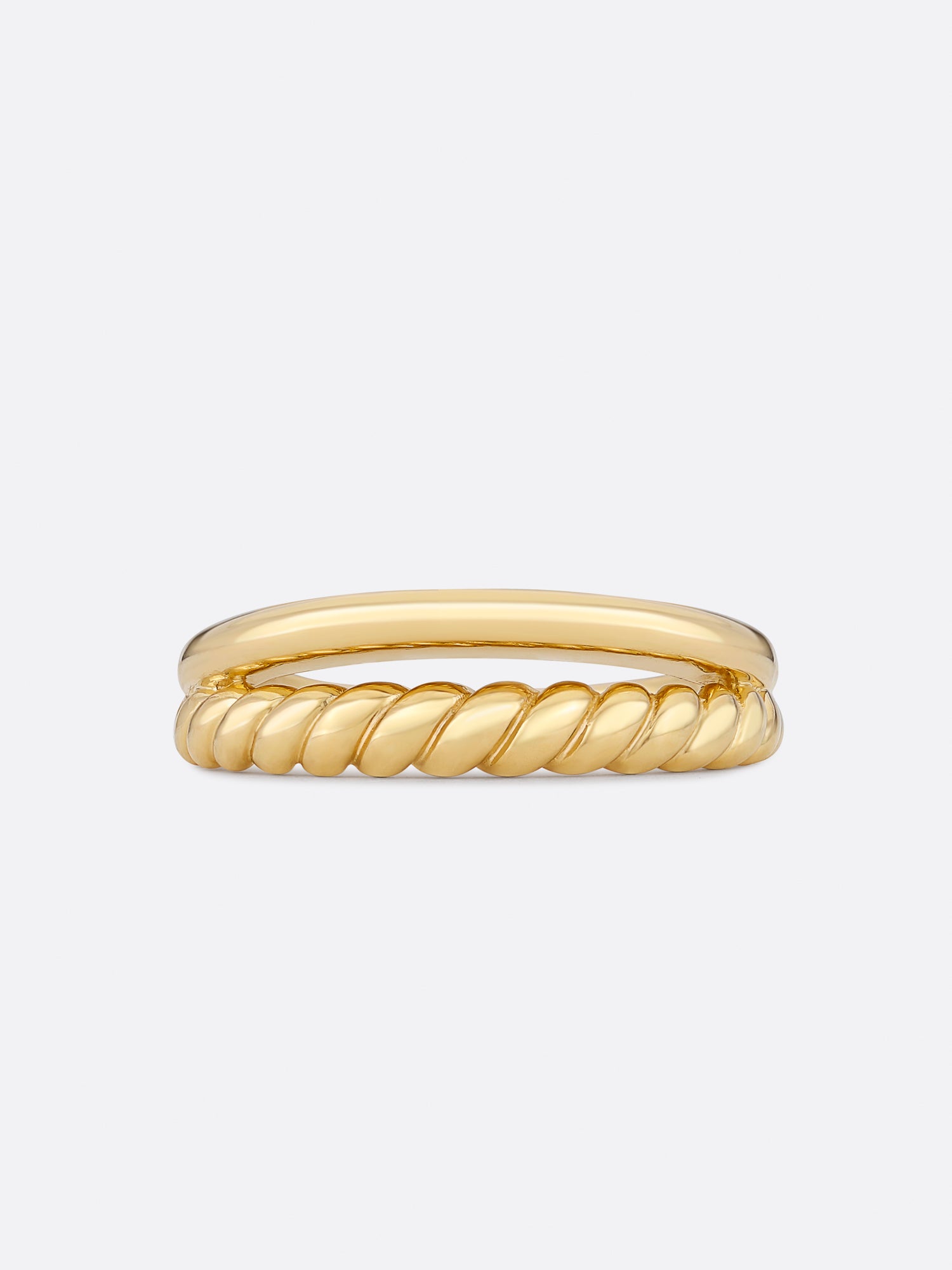 18k Yellow gold duo band ring front view