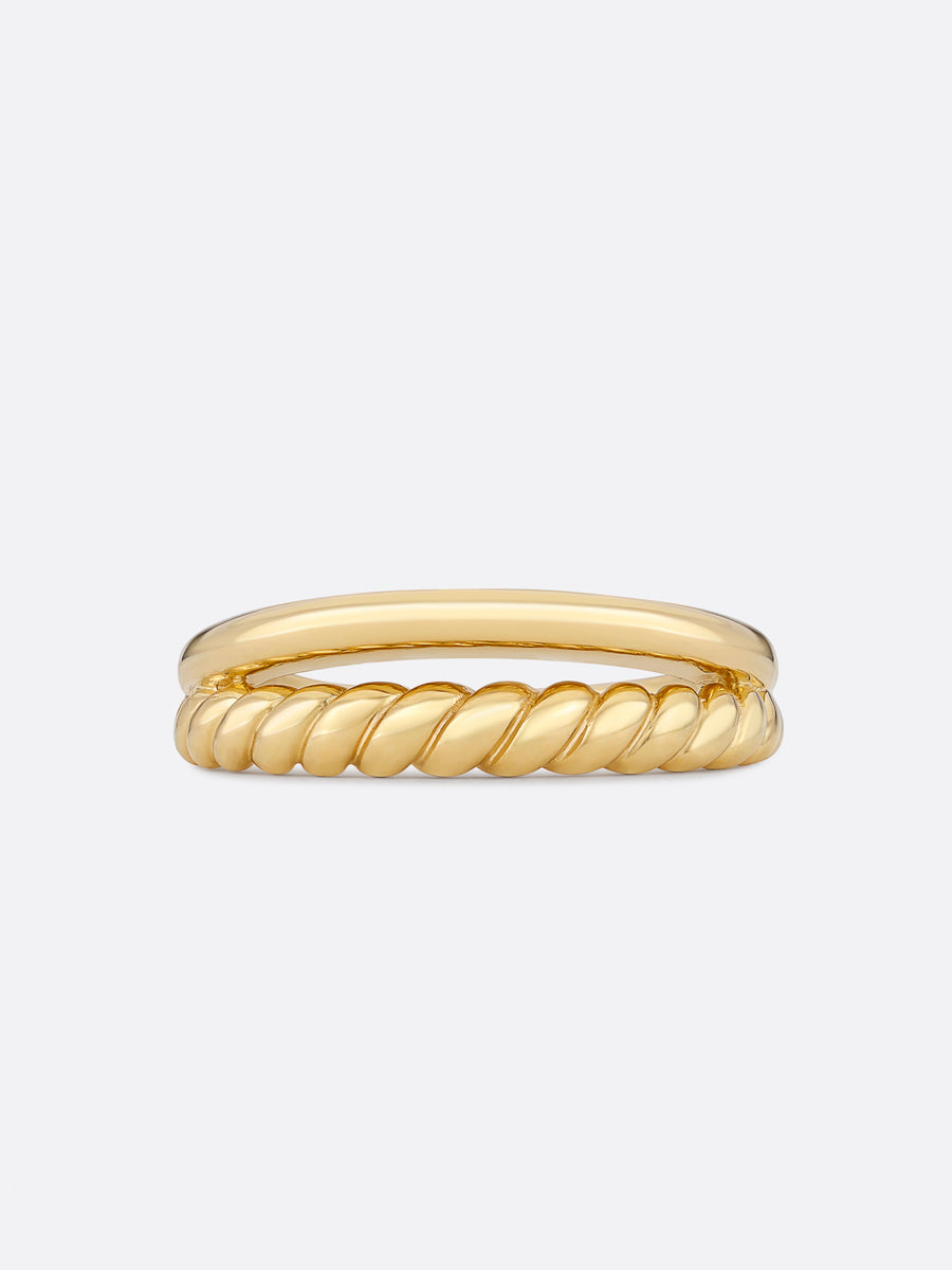 18k Yellow gold duo band ring front view