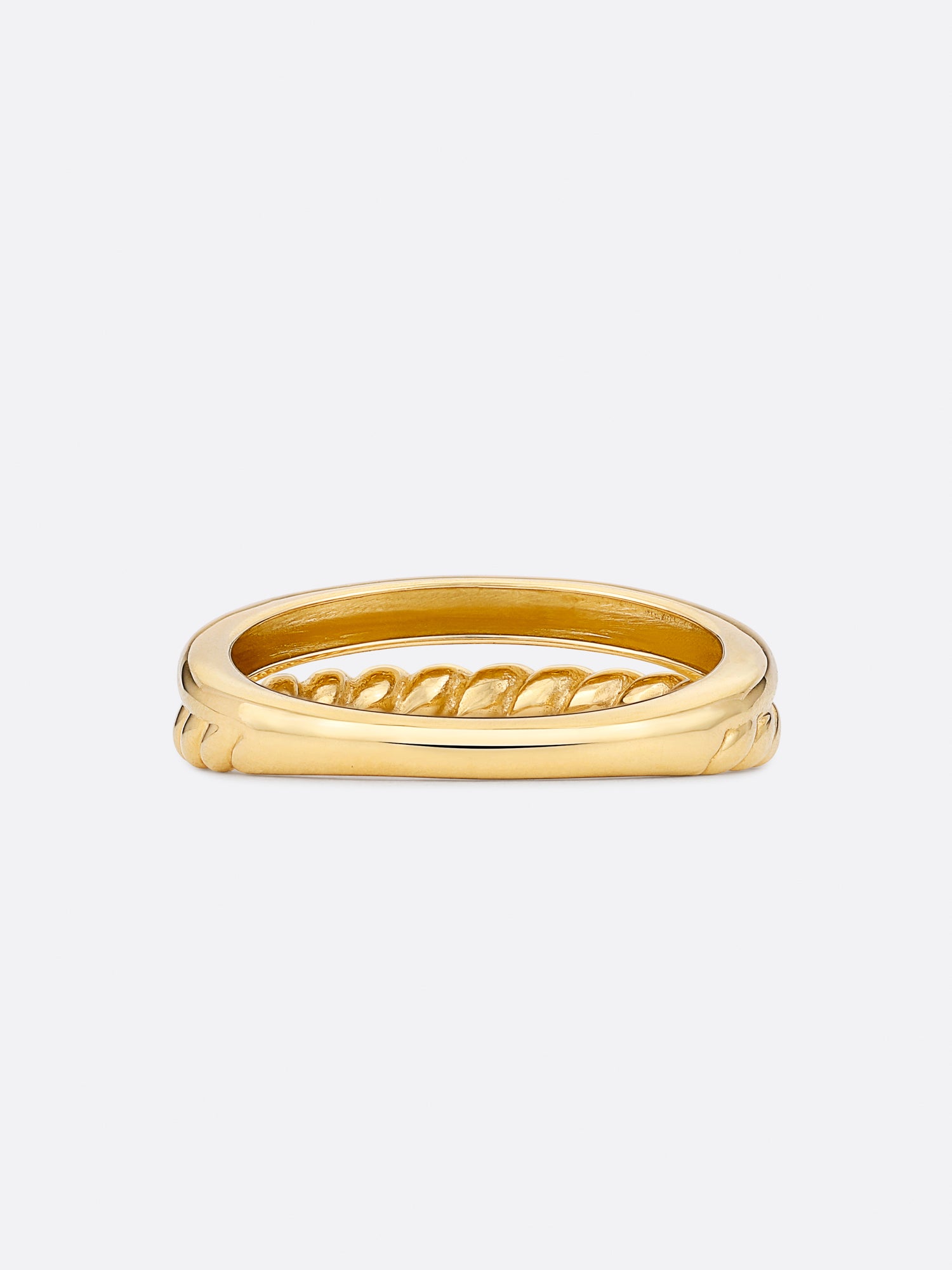 18k Yellow gold duo band ring back view