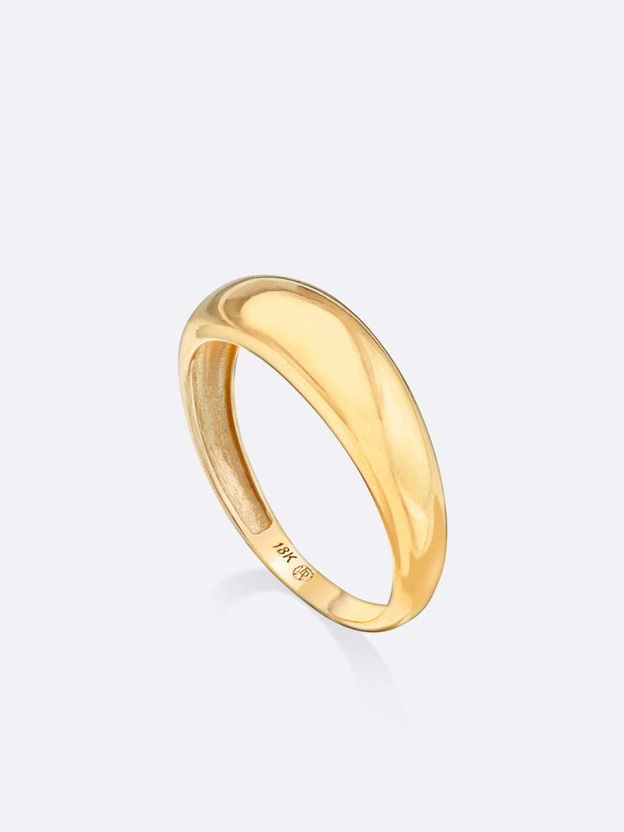 18k yellow gold dome ring side view