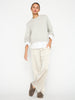 Raya grey ruched layered crewneck sweater full view