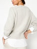 Raya grey ruched layered crewneck sweater back view