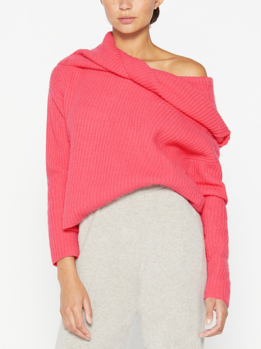 Riser pink off shoulder sweater front view