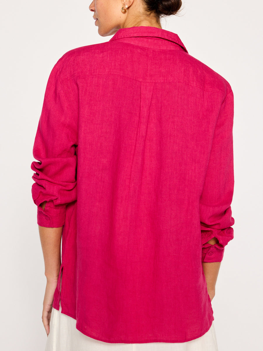 River button up pink shirt back view