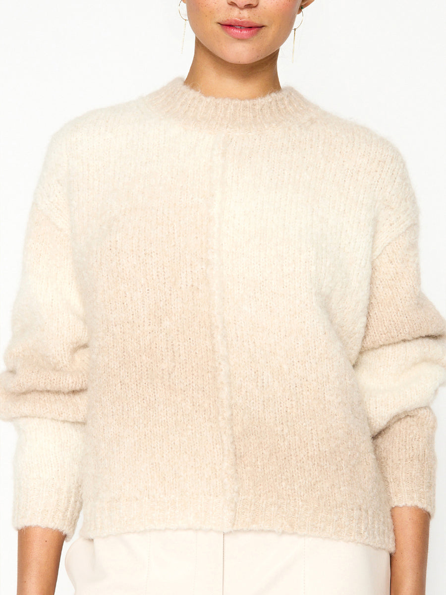 Ro ivory light pink ombre sweater front view 2