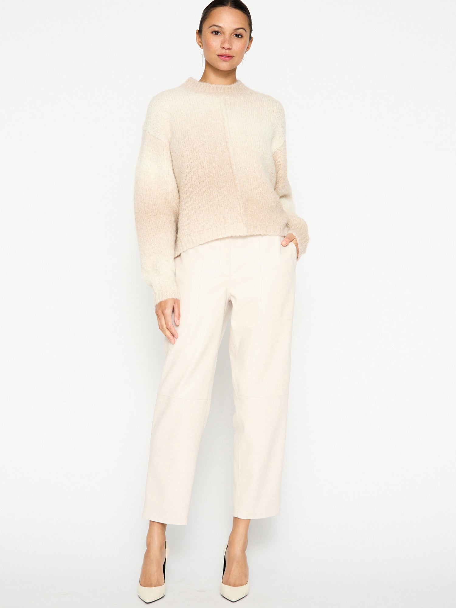 Ro ivory light pink ombre sweater full view 2