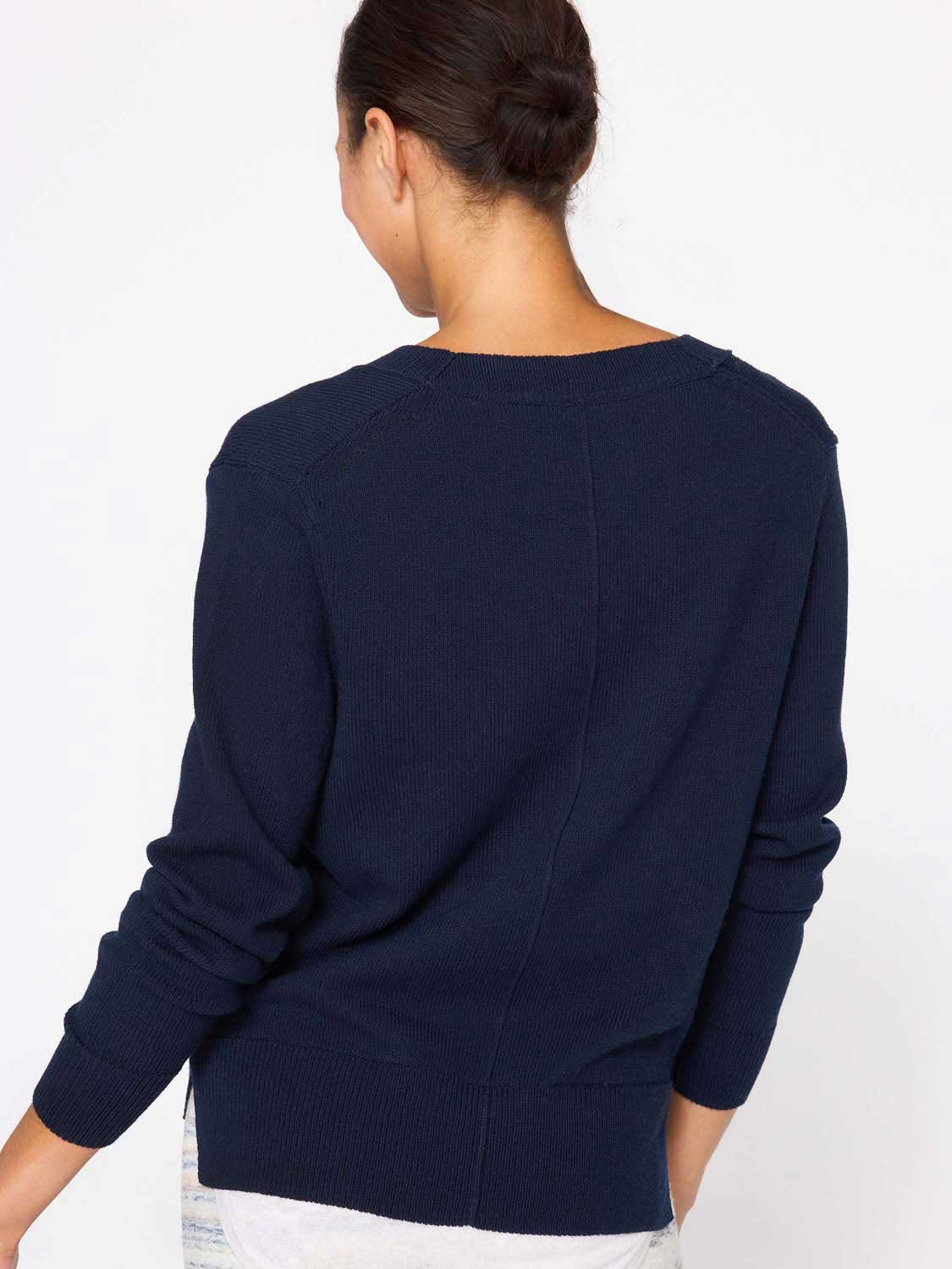Roan navy layered henley sweater back view