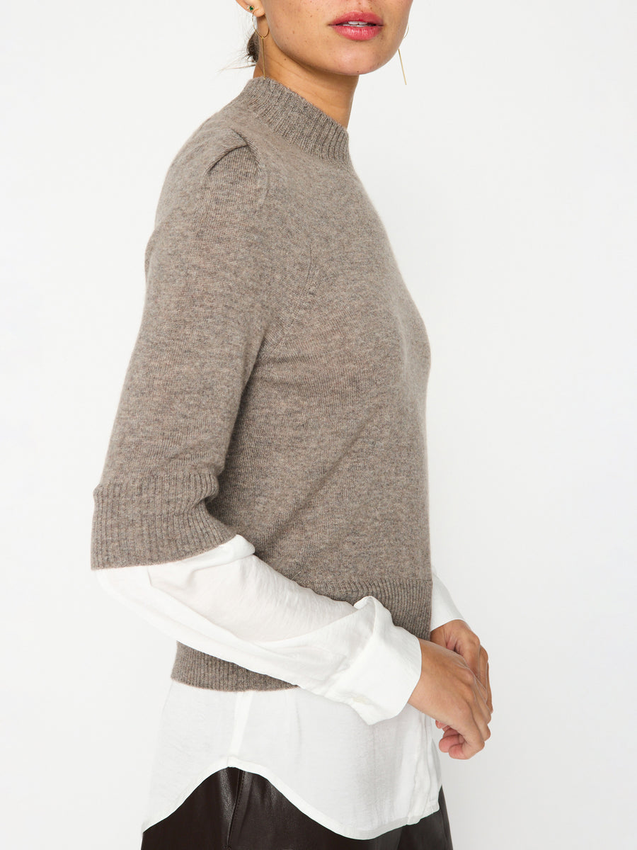 Stella light grey layered crewneck sweater side view