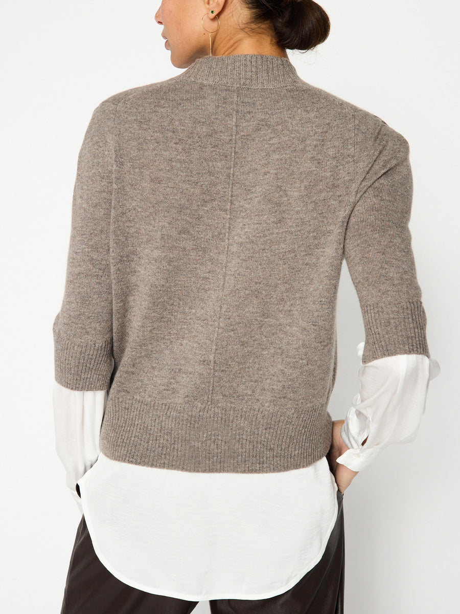 Stella light grey layered crewneck sweater back view
