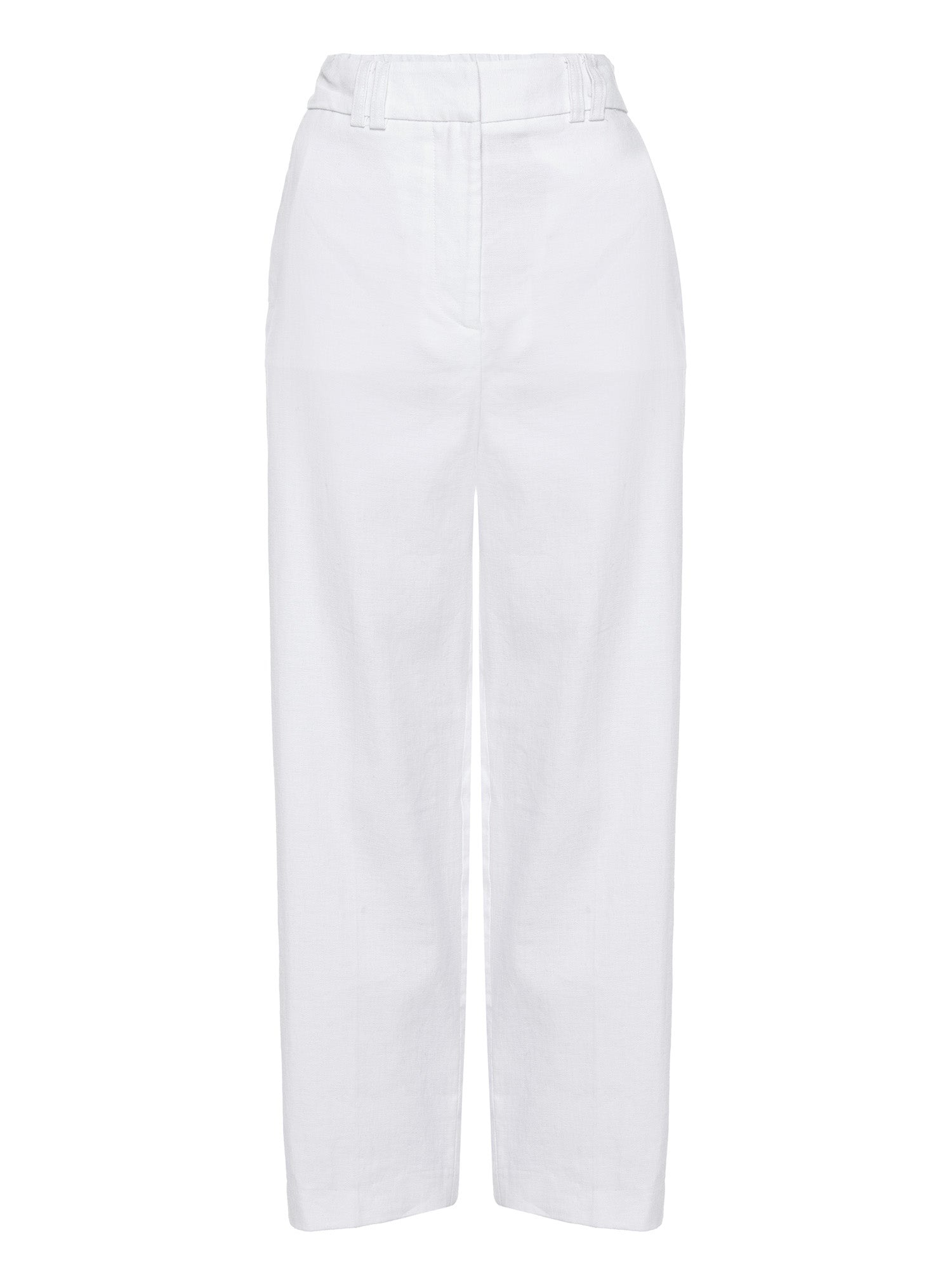 Talia white cropped cotton linen pant flat view