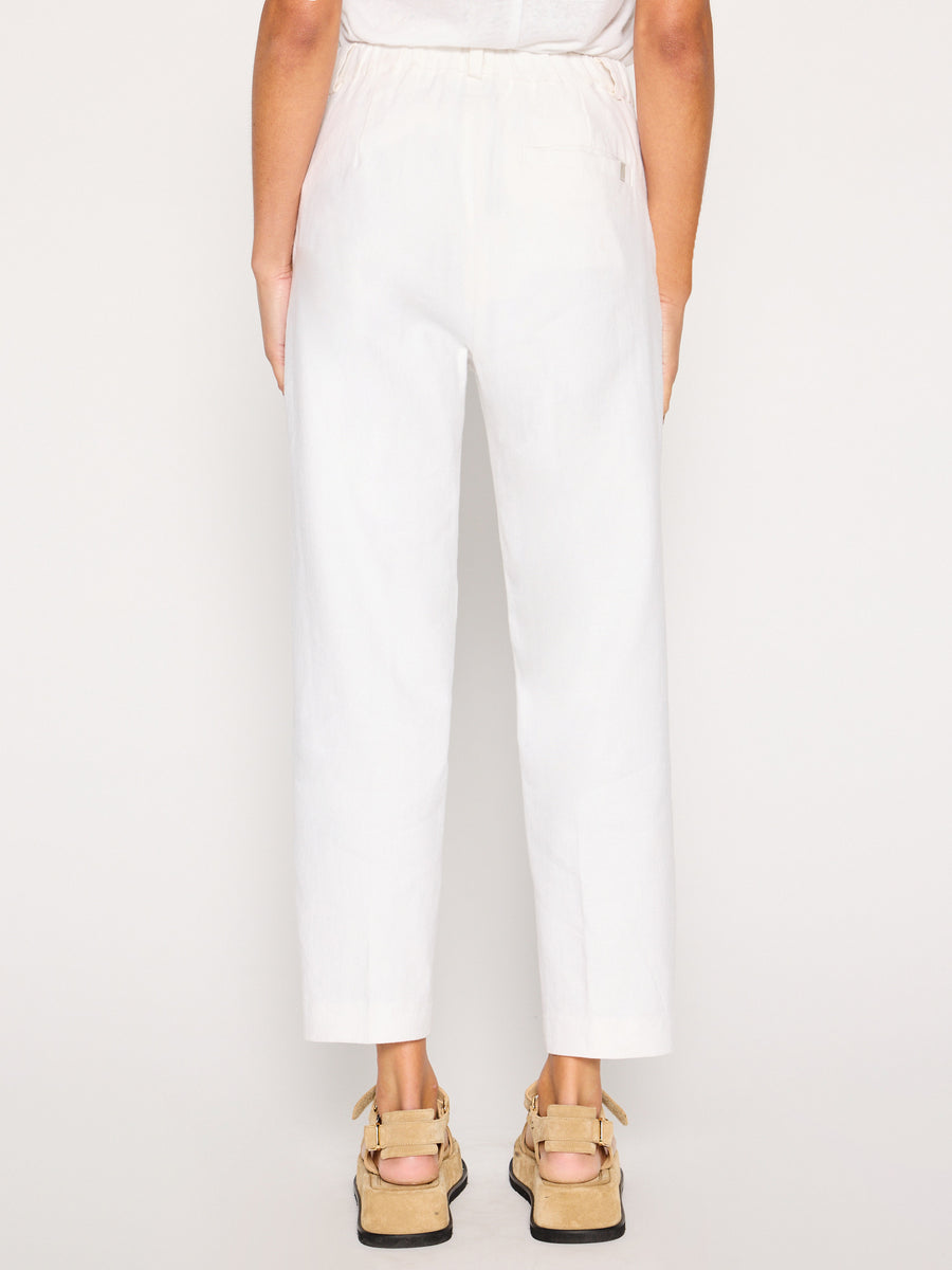 Talia white cropped cotton linen pant back view