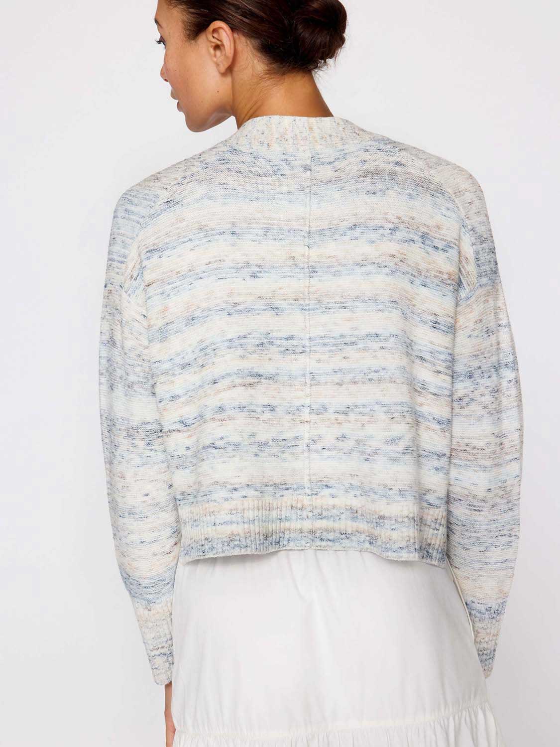 Tessa blue stripe cropped cardigan sweater back view