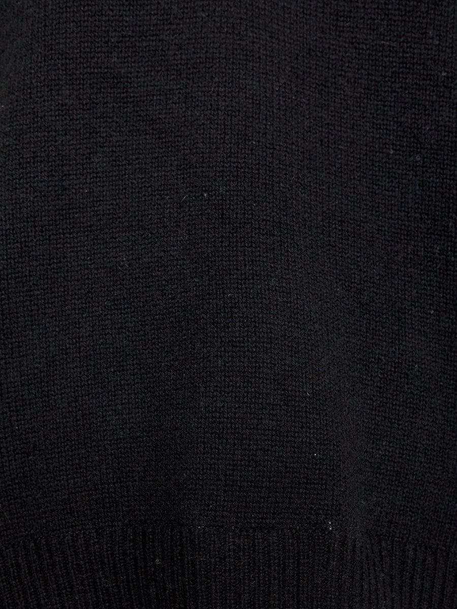 Looker black layered v-neck sweater close up