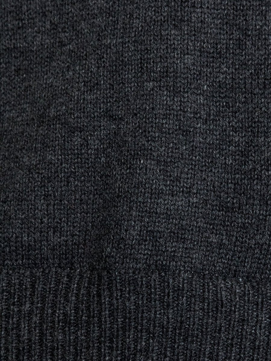 Looker dark grey layered v-neck sweater close up