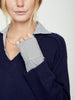 Looker navy stripe layered v-neck sweater close up