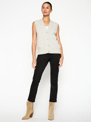 Light grey vest tank layered sweater full view