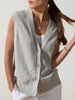 Light grey vest tank layered sweater front view