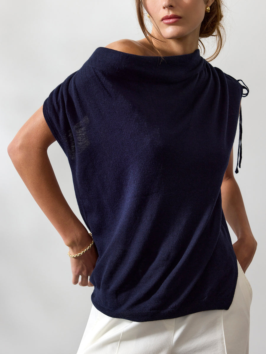 Vos sleeveless navy top front view
