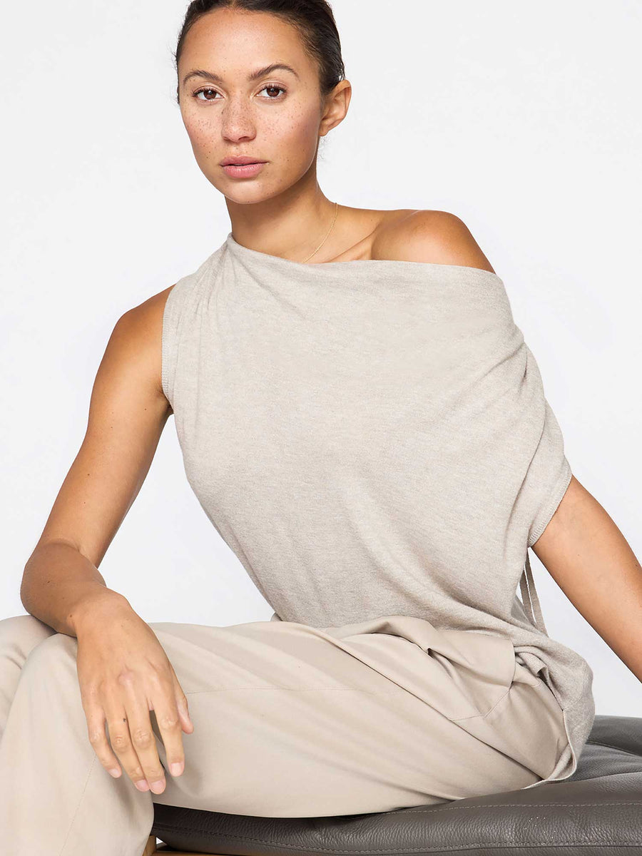 Vos sleeveless light grey top front view