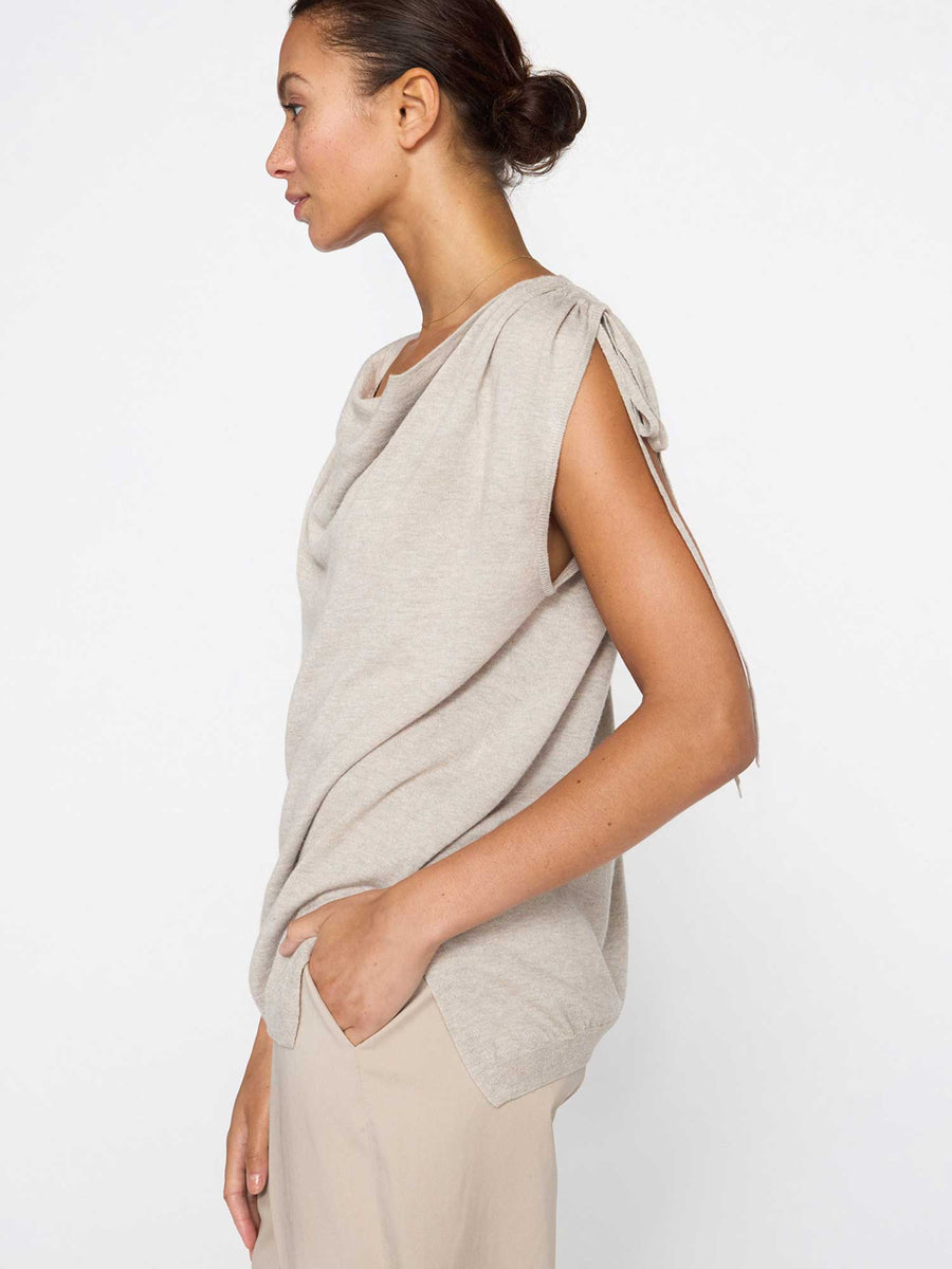 Vos sleeveless light grey top side view 2