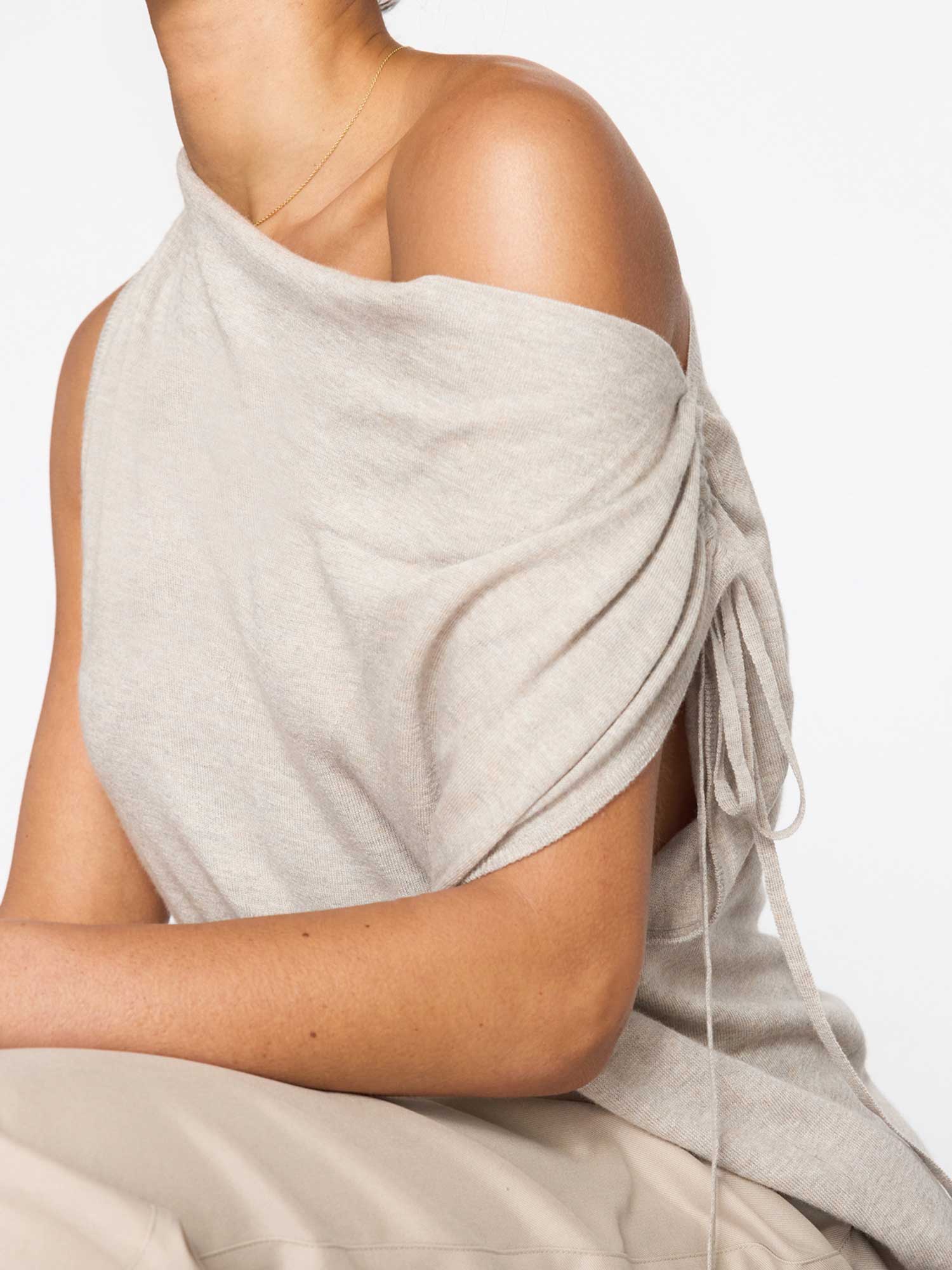 Vos sleeveless light grey top side view