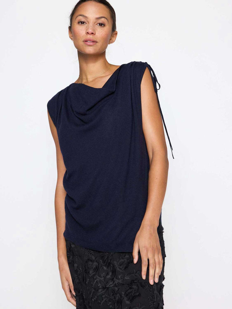 Vos sleeveless navy top front view 2
