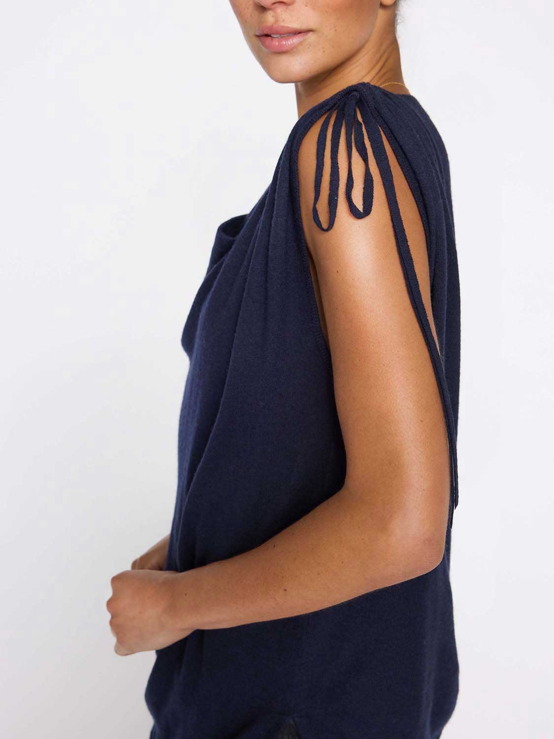 Vos sleeveless navy top side view