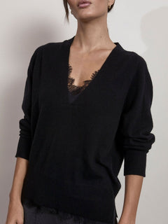 Brochu Walker Women’s The Lace Vee Layered Pullover, Xs / Black Onyx