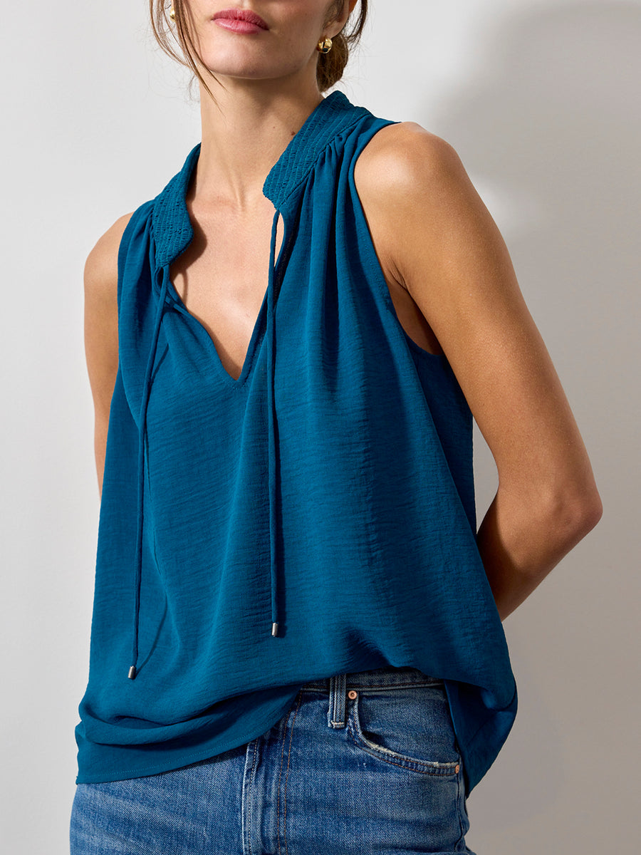 Doha popover teal blue tank front view