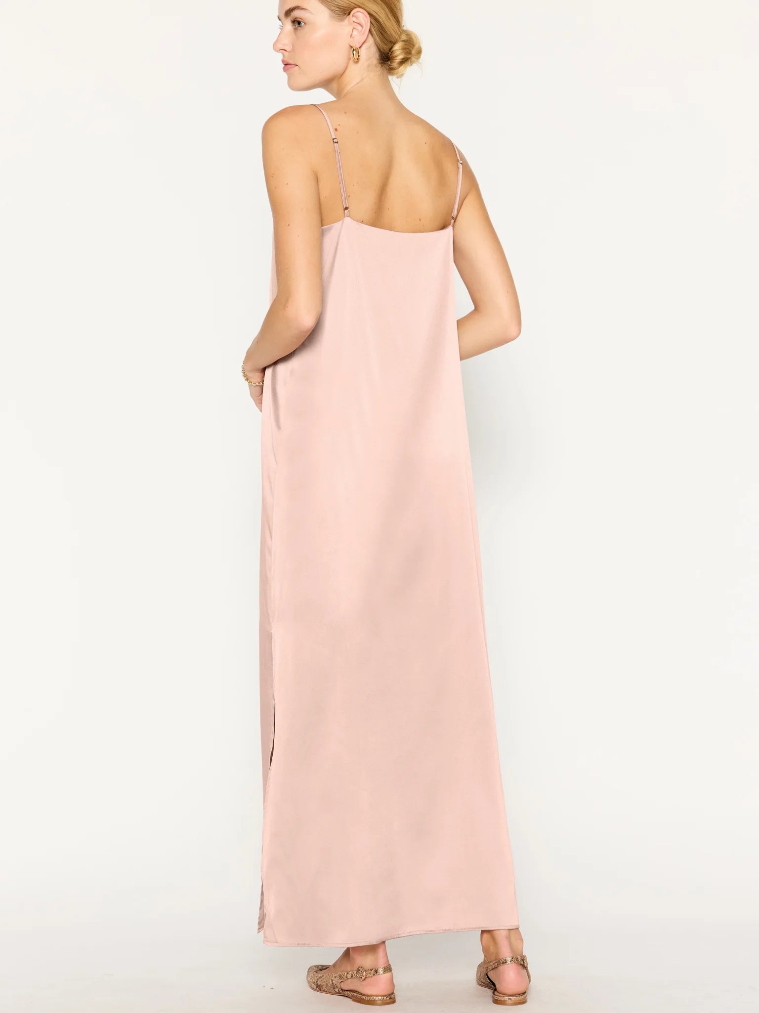 Everyday silk pink slip dress back view