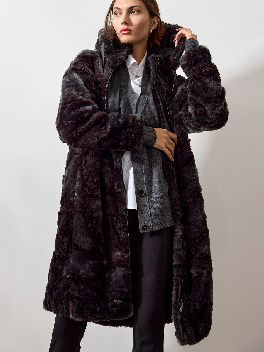 The Vail Hooded Vegan Fur Coat