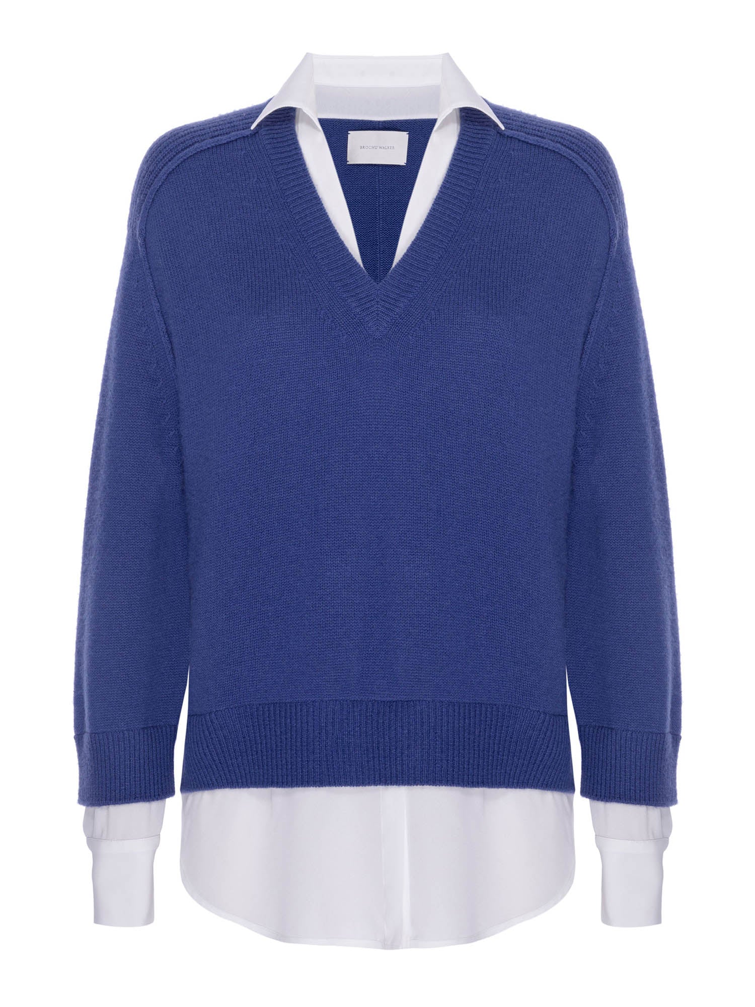 Looker blue layered v-neck sweater flat view