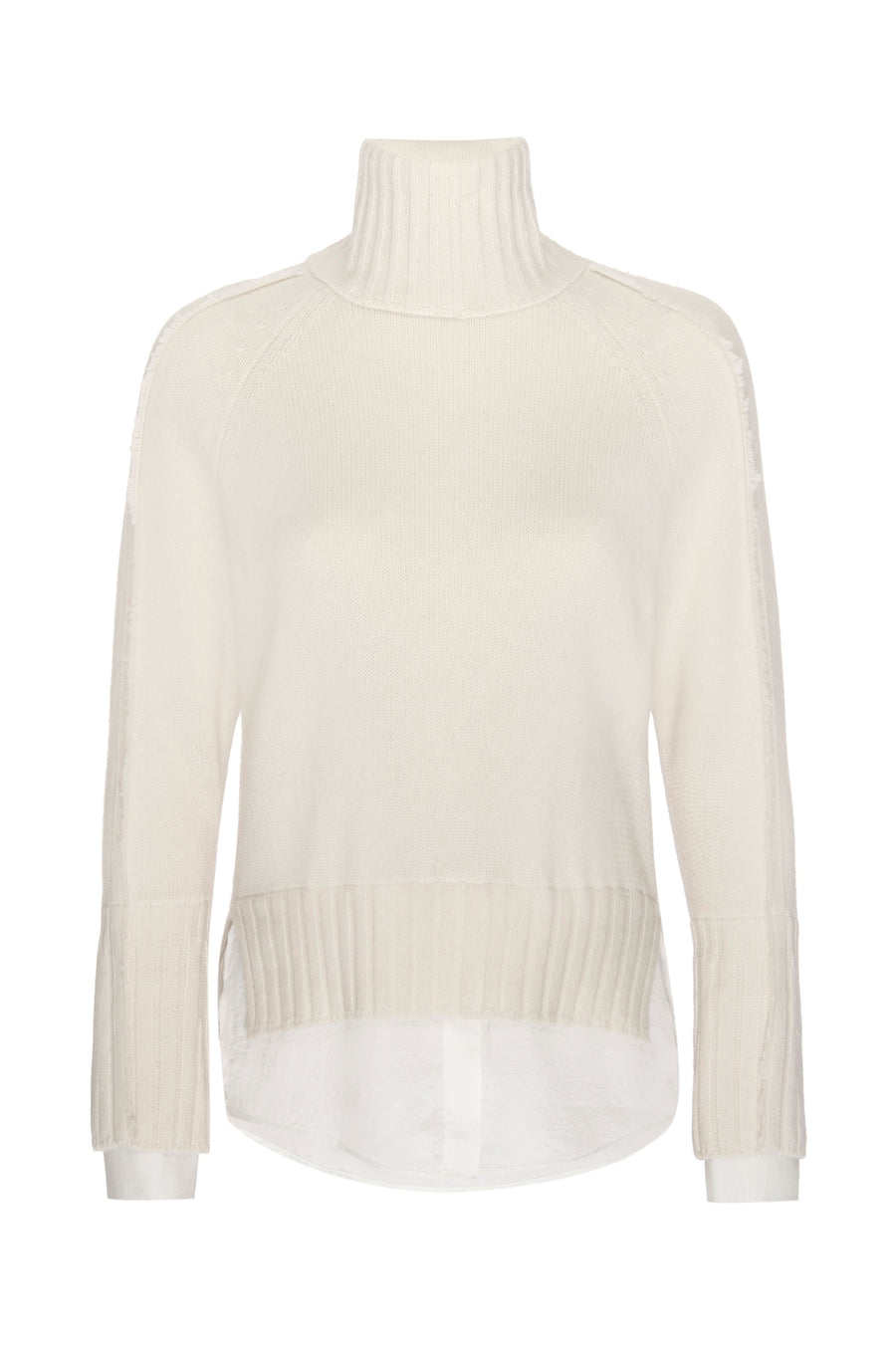 Jolie white layered turtleneck sweater flat view