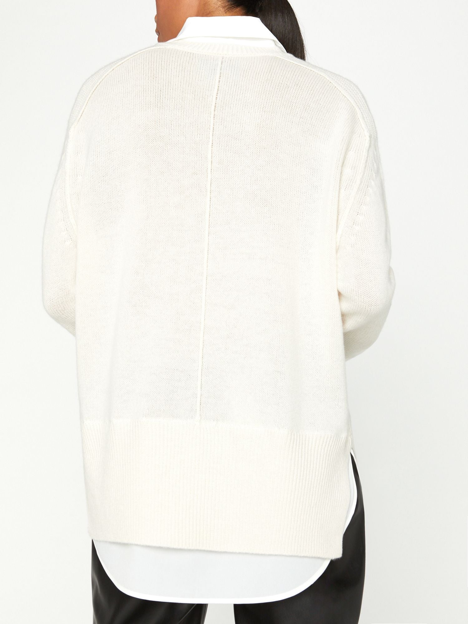 Looker ivory layered v-neck sweater back view