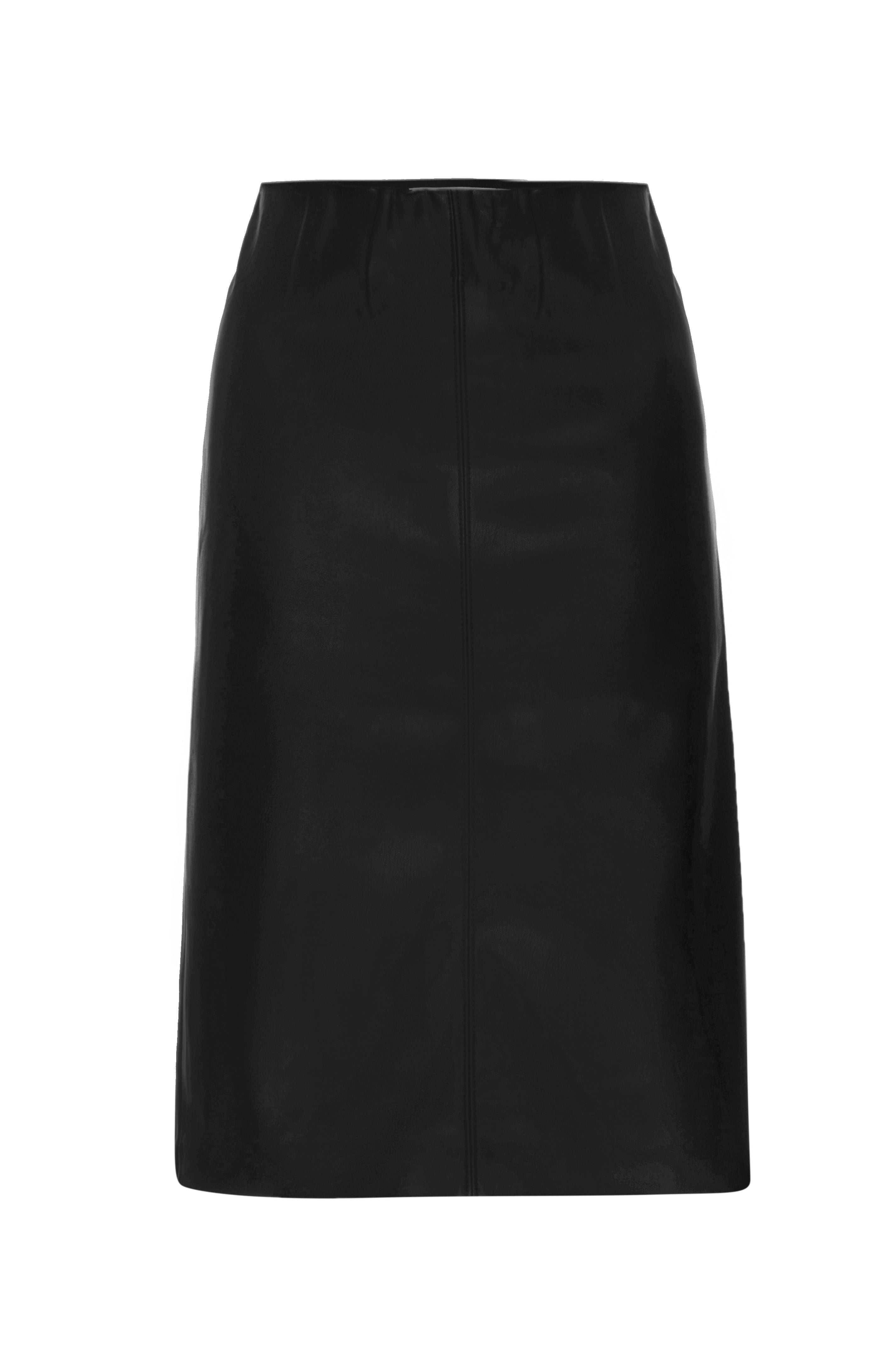 River black vegan leather knee-length skirt flat view