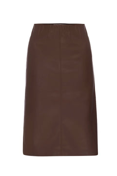 Women's Vegan Leather River Pencil Skirt, Brown