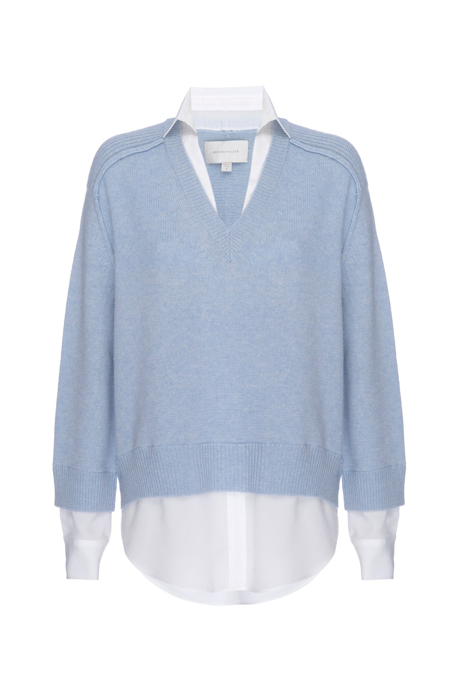 Looker light blue layered v-neck sweater flat view