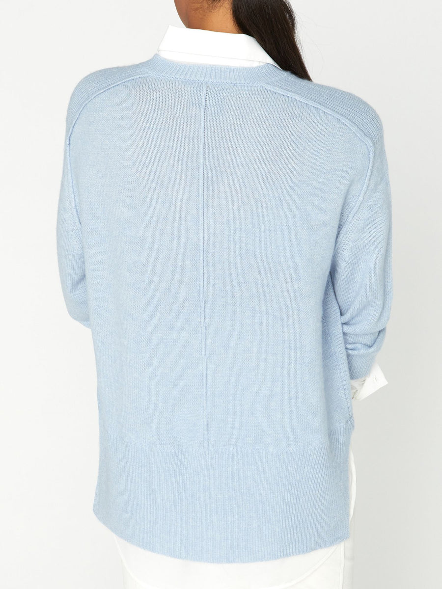 Looker light blue layered v-neck sweater back view